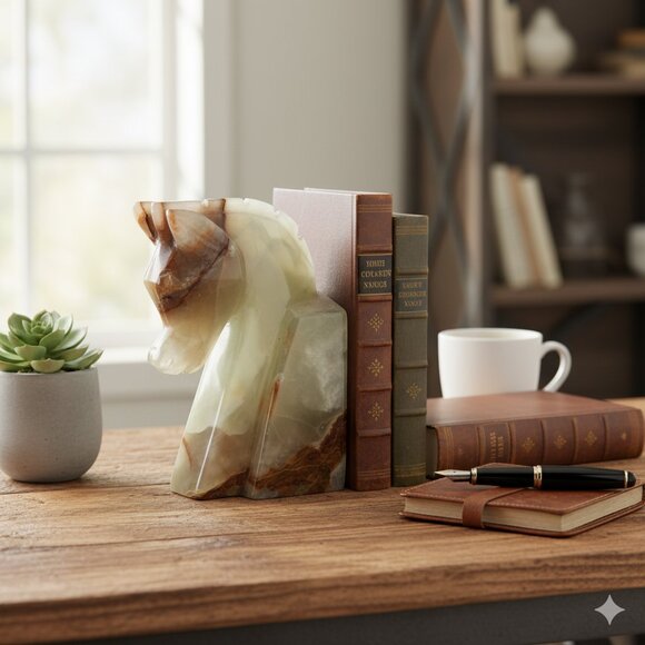 Marble Bookend Horse Head Christmas gift, handmade bookend, premium quality-New - Picture 3 of 16